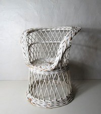 Fauteuil rotin enfant Vintage desing scandinave blanc