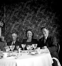 Guest Dining Room Table Portrait - Antique Photo Negative Year. 1950