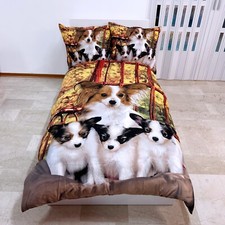 Chien Papillon Set 2pezzi Lit Simple Couette 160x200cm Réversible M.11