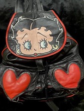 1997  Large  Betty Boop Original Tags Black leather backpack , Butter Soft Lamb