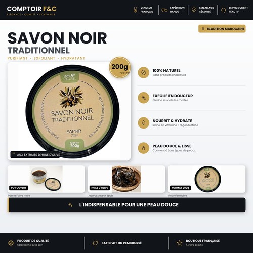 Savon noir traditionnel - noir,
