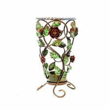 Porte-Parapluies Parapluie Fer Forgé Avec Rose Feuilles Cylindrique Entrée Casa