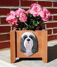 Pot De Fleurs Pour Bearded Collie Bleu Blanc