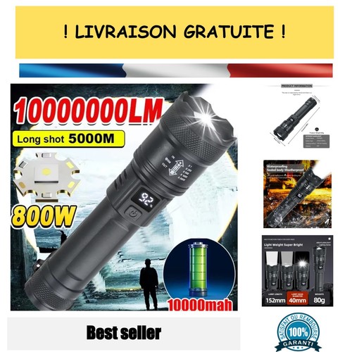 Lampe torche led 2000lm usb - lampe,