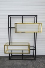 Hollywood Regency Black and Brass Finish Display Shelving Etagere 5459