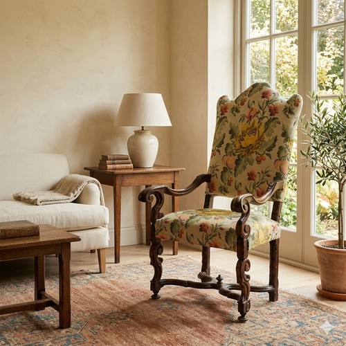 Fauteuil baroque ancien noyer - fauteuil,