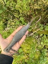 Large Two-Pointed Iron & Lead Fishing Hook & Fish & 19th Century