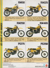 Motorcycle Motocross Enduro Suzuki RM 50 125 250 465 PE 175 PE250 sale brochure