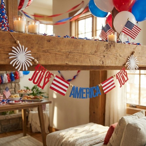 Ensemble drapeau feutre décor