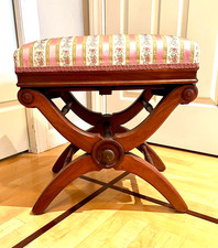 Victorian X Piano Taboret Postawka & Co Mass Labeled, Piano Stool
