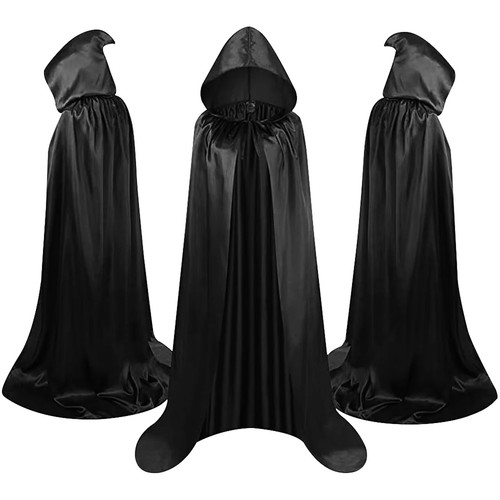 Cape capuche noire sorciere - a,