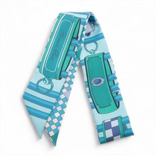 Hermès Twilly Colliers de chiens remix Collier de Chien Remix Scarf Silk Blue