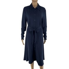 Gant Femme Robe Chemise À Manches Longues A Ligne Ceinturée Bleu Marine Taille M