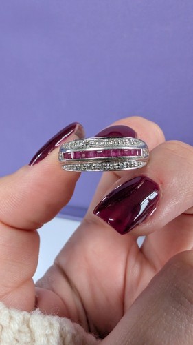 Vintage 18k gold ruby diamond - ruby,