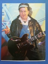 80s Magazine Photo - Coluche Cap Jacket Leather and Guitar