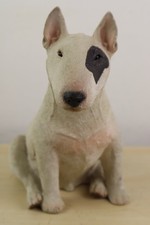 Vintage 1987 Sandicast Sandra Brue Sitting Bull Terrier Spot 8" Tall Sculpture