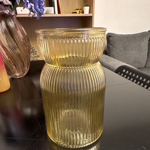 Vase verre nervuré strié - en,