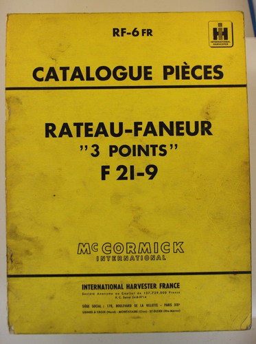 Catalogue pièces rateau - ih,