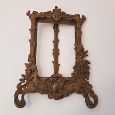 Antique British Empire picture frame cast brass 23cm art nouveau motif c1910