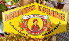Belle plaque en tôle publicitaire colorée ORANGE LE GAMIN