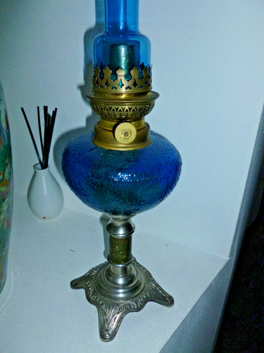 Lampe pétrole bleu - à, bleu.