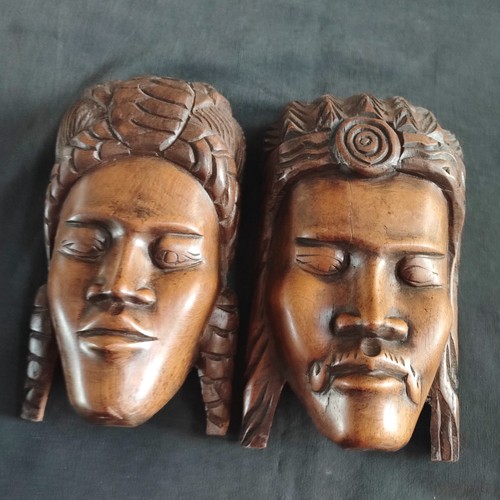 Lot masques tribaux bois - 2, en