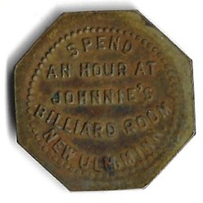 Johnnie's Billiard Room New Ulm, Minnesota Trade Token 5¢ B Oc 22mm