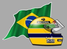 Ayrton SENNA right  Brazil / FLAG helmet Sticker vinyle droit