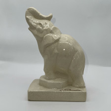 Jean de la Fontinelle Signed White Ceramic Elephant Sculpture Art Deco 20th Cent