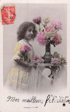 CP ENAMELOGRAPHY LITTLE GIRL VASE FLOWERS HARNESS - 52050