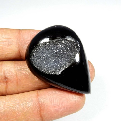 Agate onyx noire forme poire - d'onyx,
