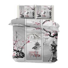 Housse de Couette 220x240 Japonais Parure de Lit Adulte Réversible avec Ferme...