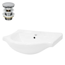 Lavabo encastré céramique blanc brillant avec bonde vidange 67,5x21,5x51,5 cm