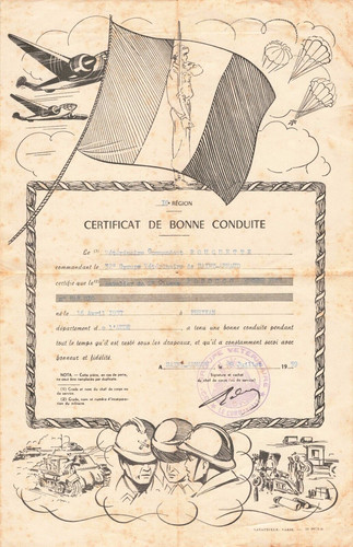Vieux papier 1959 militaria - vieux,