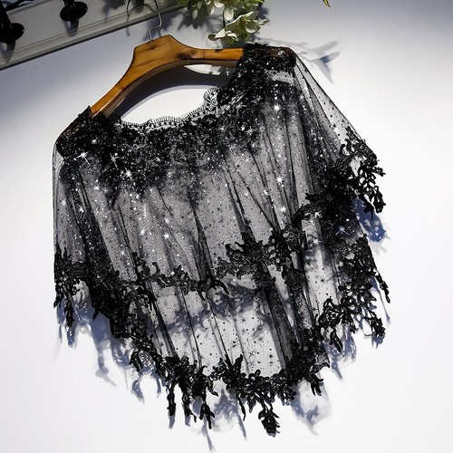Cape poncho noire - cape, dentelle