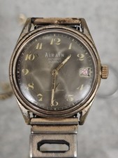Montre Mecanique Airain  Military WW2 Rare A Réviser Cadran Vert Militaire 