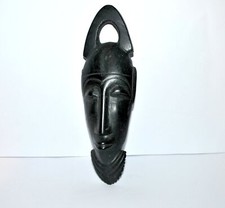 African Mask Sculpture Ebony Wood Head ETHNIC AFRICA 20.5 x 6.5