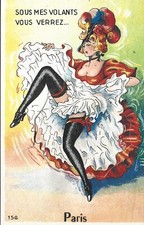PARIS CARD A SYSTEME DANCE FRENCH CANCAN PIN UP UNDER MY STEERING WHEELS YOU WILL SEE