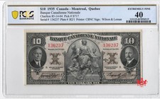 1935 Banque Canadienne Nationale 10$ 136237 - PCGS EF40 -