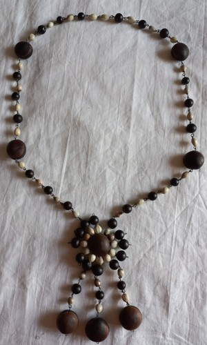 Collier fantaisie bois marron - collier,