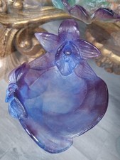 Daum Mini Orchidee Coupelle Pate de Verre Violet Trinket Dish
