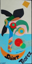 Beautiful Contemporary Painting St Tropez 3 Palm Tree