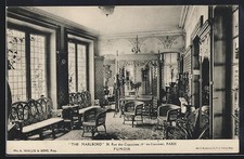 Old postcard Paris, Hotel The Marlboro, Fumoir, 24 Rue des Capucines 