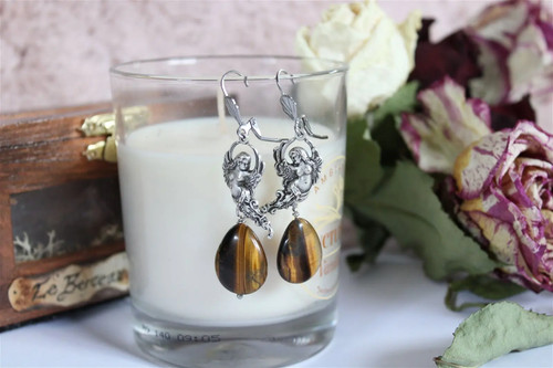 Tiger eye earrings - tiger,