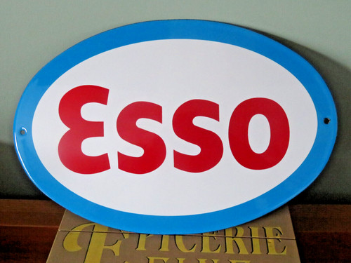 Plaque émaillée bombée esso - plaque,
