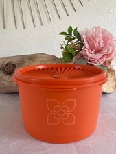525⚜️ Old Tupperware Round Box Orange Color Vintage Made In France