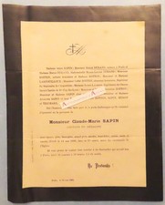 ● Claude-Marie SAPIN Doctor of Medicine announce death May 14, 1889