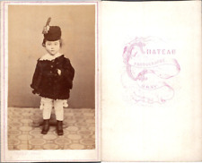 Chateau, Gray, Little Boy in Costume and Astrakan Fur Touch Black, Circa