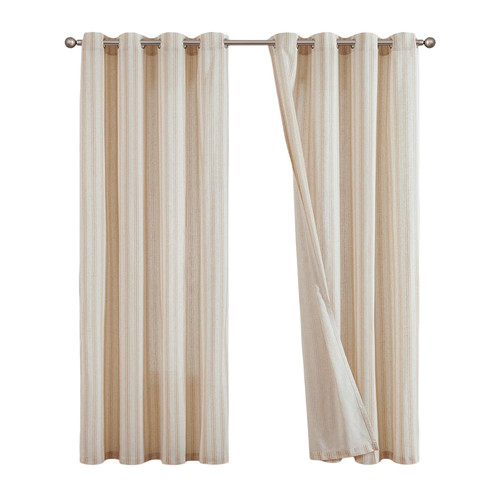 Rideau voile beige rayures - rideau,