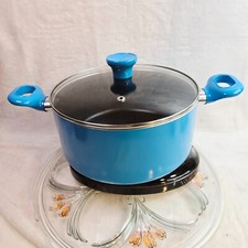 T-fal Nonstick  Aluminum 4-qt Casserole Pot W/ Vented Glass Lid Blue Cookware